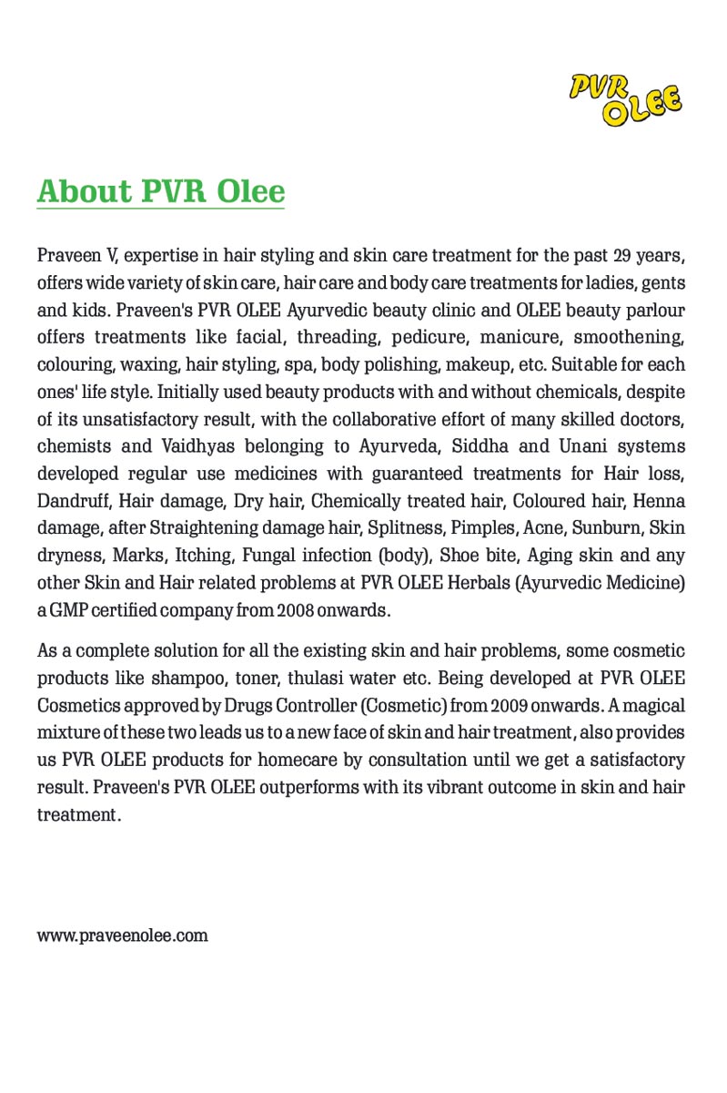 PVR OLEE Skin & Hair Care Products