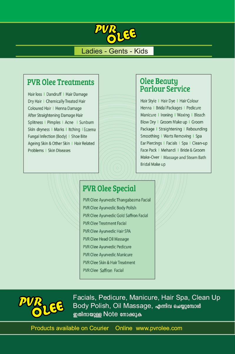 PVR OLEE Skin & Hair Care Products